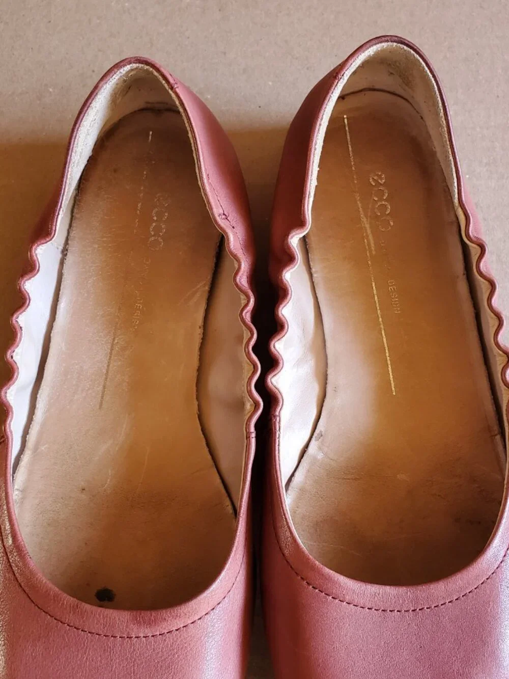 Ecco Incise Enchant Ballet Flats Shoes Women's Size 8 US 39 EU Rose Pink Leather
